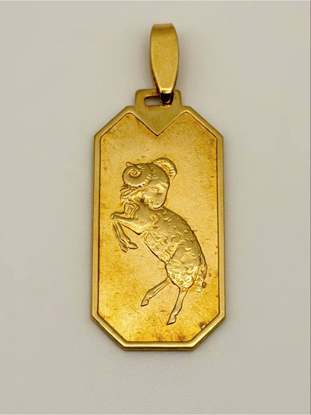 Vintage Italy 18k Solid Yellow Gold Zodiac Star Aries Charm Pendant Handmade Amu